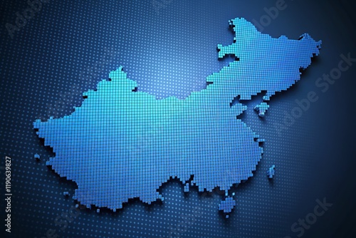 China Map Bohai Sea Blue Dot Geographic Location Stock Photo photo