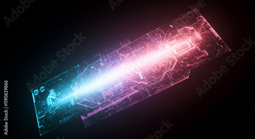 Futuristic Tech Circuit Board Abstract Data Stream Neon Glow