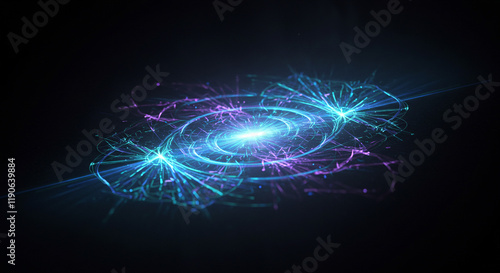 Abstract Glowing Energy Swirl Neon Light Trails Cosmic Design
