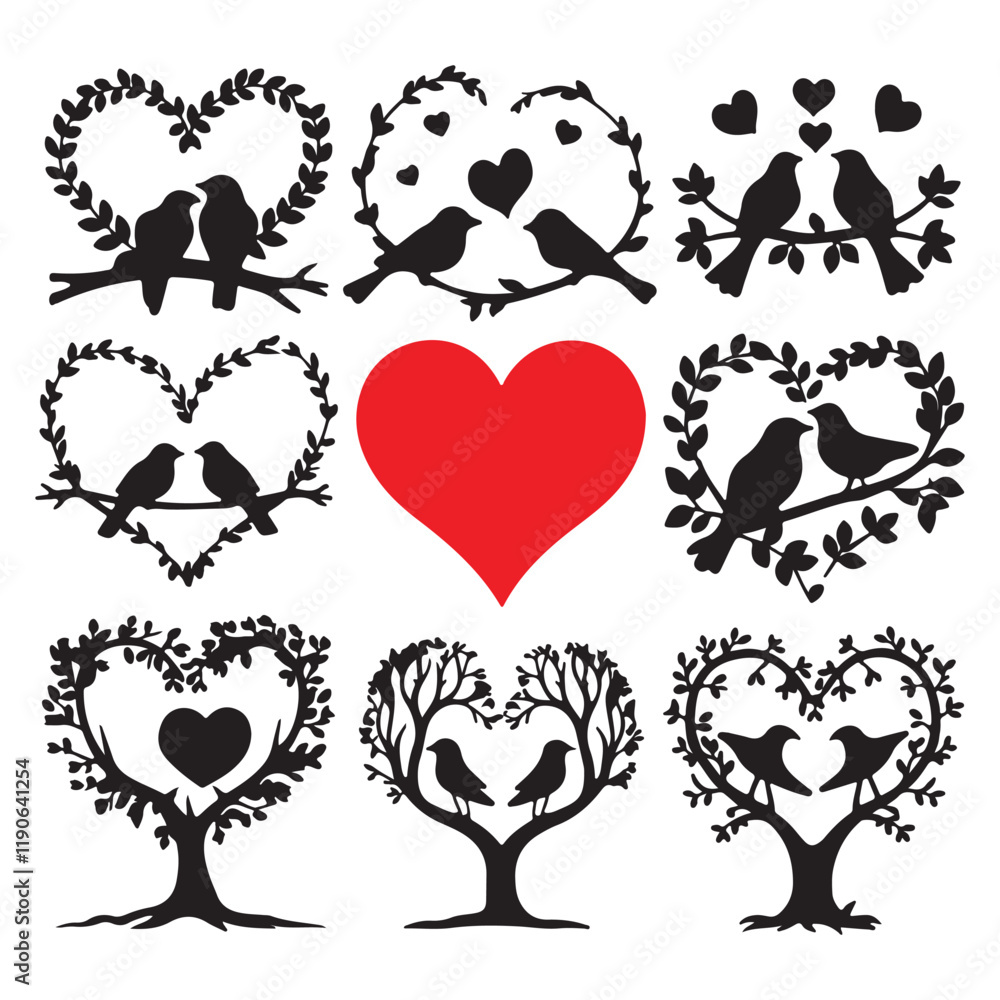 Two birds are sitting side by side দুটি পাখি পাশাপাশি বসে আছে Valentine's Day Two birds are sitting side by side দুটি পাখি পাশাপাশি বসে আছে Valentine's Day