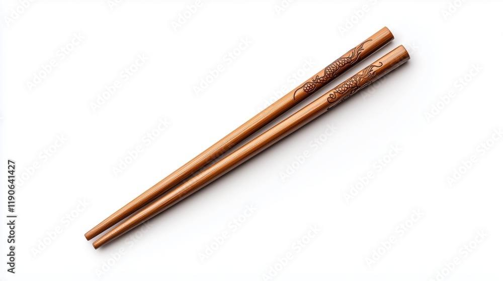 Intricate dragon engraved chopsticks set for dining in Asian cuisine Intricate dragon engraved chopsticks set for dining in Asian cuisine