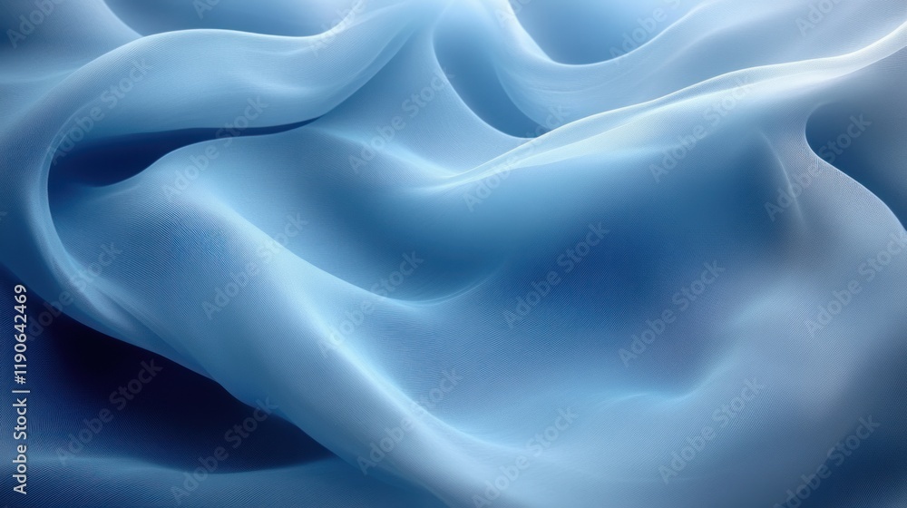 Obraz premium Flowing Blue Fabric Waves in Soft Light - Ideal for Background or Design Use