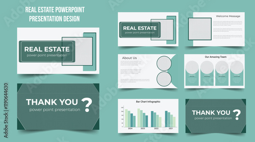 Powerpoint presentation templates set for business and real estate. Use for keynote presentation, brochure design, website slider, landing page, annual report, company profile, social media banner