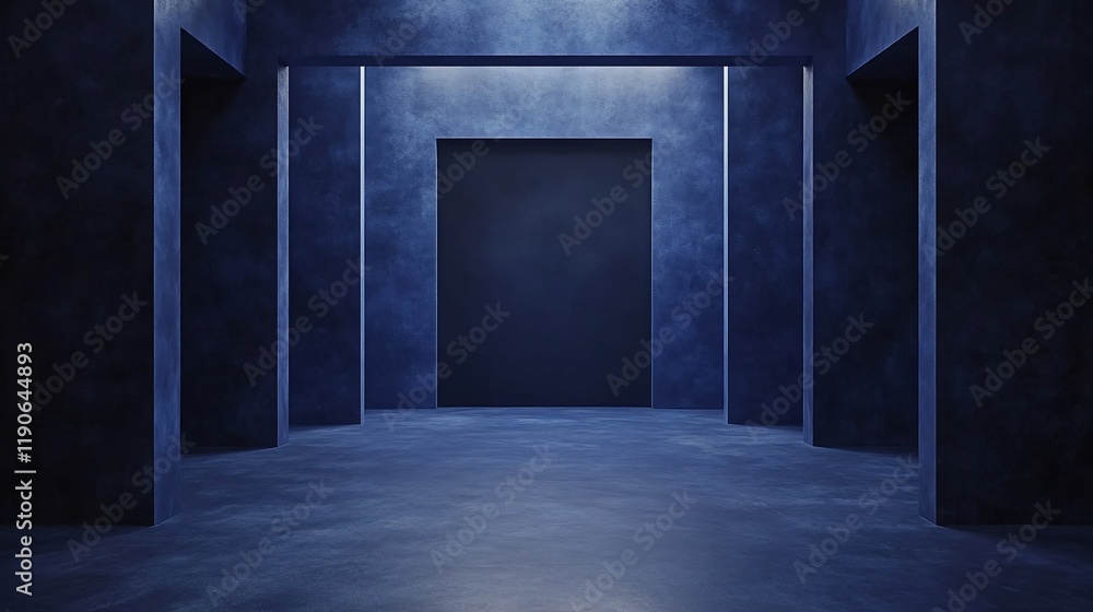 Obraz premium Moody Blue Abstract Interior Corridor Design