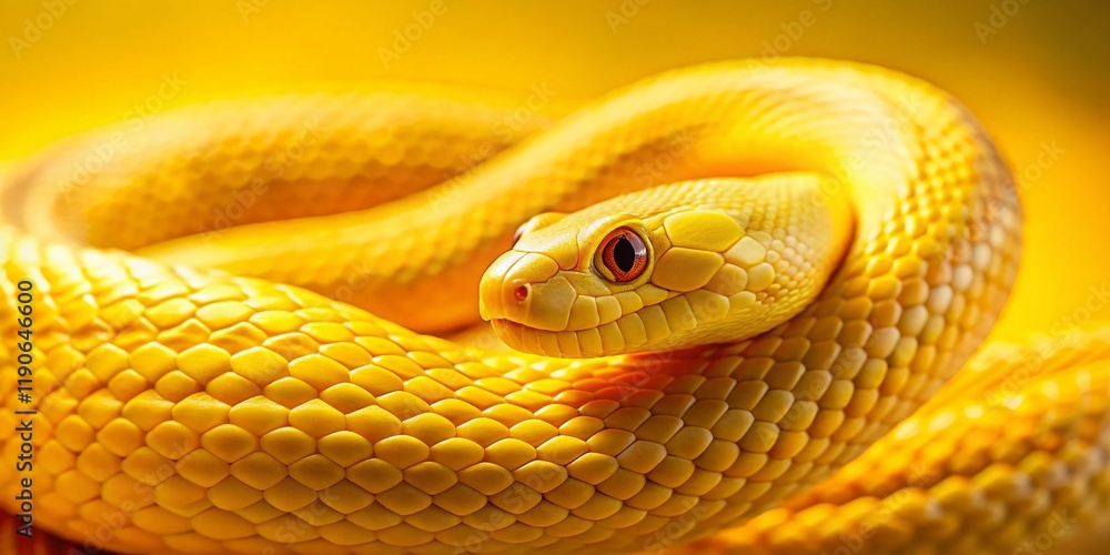 Fototapeta premium Close-up Long Exposure Yellow Snake on Yellow Background - Abstract Reptile Photography