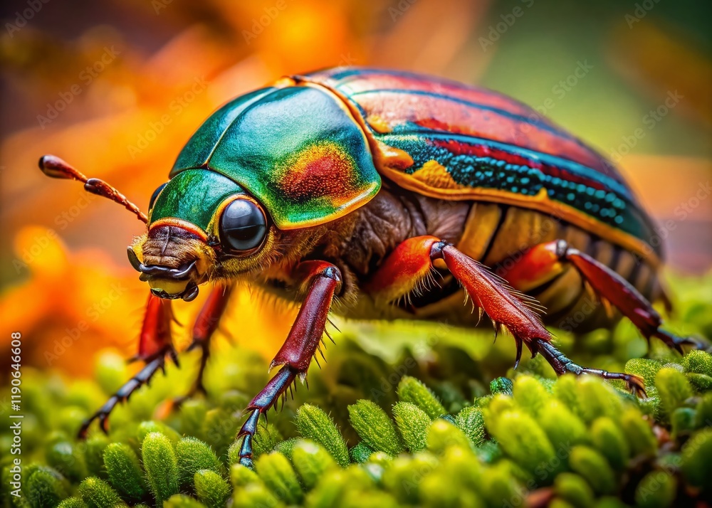 Naklejka premium Close-Up Macro Photograph of a Common Cockchafer Beetle (Melolontha hippocastani)
