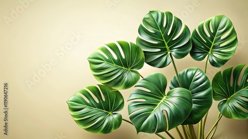 Wallpaper Mural Exotic green leaves with rounded lobes and deep veins on a light colored background, botanical illustration, foliage photography Torontodigital.ca