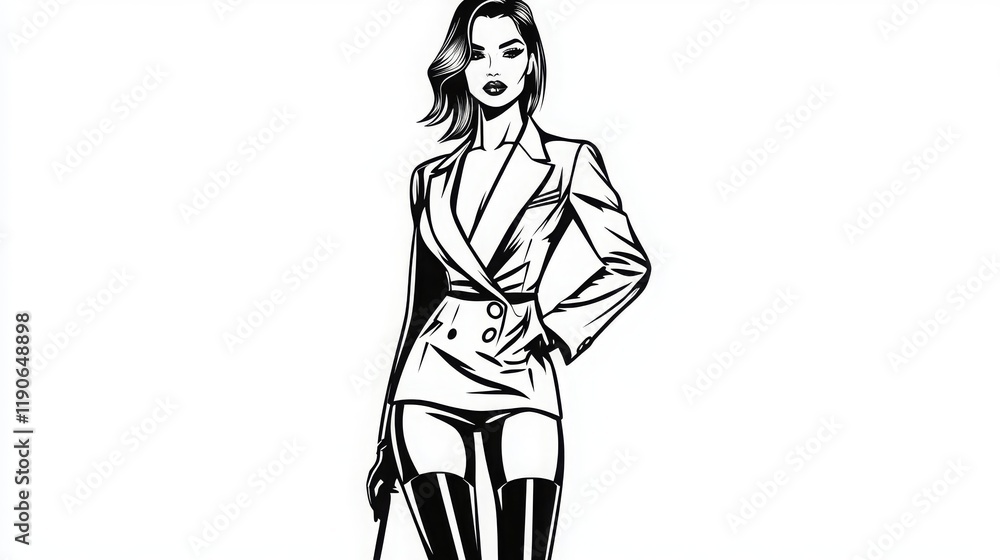 Stylish Woman in Blazer and Thigh-High Boots Stylish Woman in Blazer and Thigh-High Boots