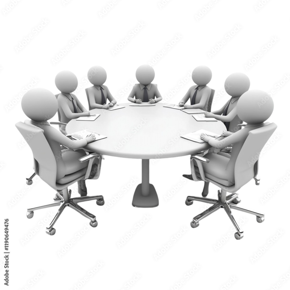 Business Meeting: A 3D Render of a Group of Figures in a Conference Business Meeting: A 3D Render of a Group of Figures in a Conference