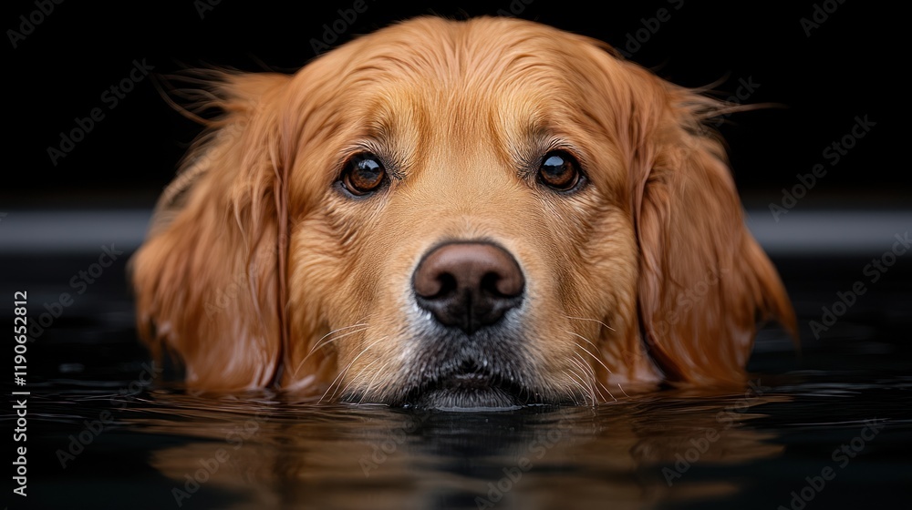 Golden Retriever Enjoying a Refreshing Swim in a Tranquil Pool Environment