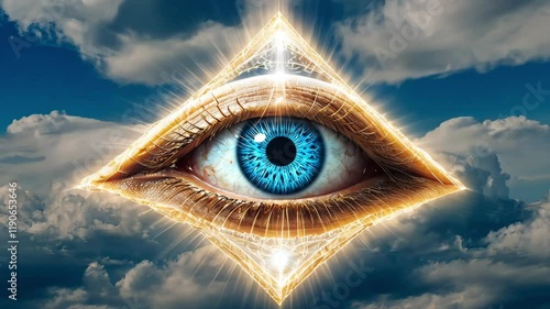 
The all-seeing eye, or radiant delta, is a Masonic symbol. The third eye shines in the sky. The eye of a god from heaven. All seeing eye