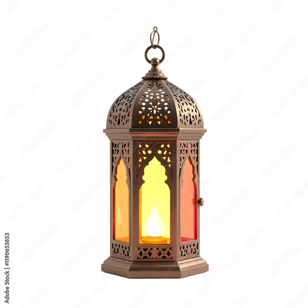 Ornate Bronze Lantern Warm Glowing Light, Intricate Design Ornate Bronze Lantern Warm Glowing Light, Intricate Design