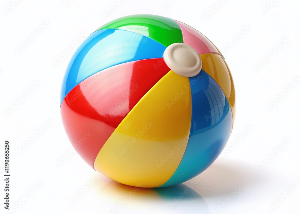 Colorful Beach Ball Isolated on White Background - Summer Fun Stock Photo Colorful Beach Ball Isolated on White Background - Summer Fun Stock Photo