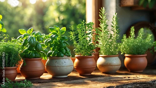 Wallpaper Mural Fresh Green Herbs in Clay Pots on Rustic Wooden Table with Sunlit Garden Background in a Natural Outdoor Setting


 Torontodigital.ca