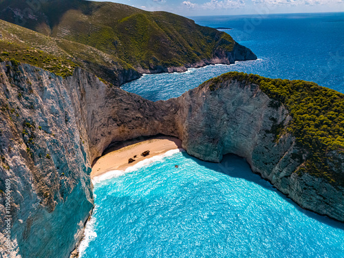 Fototapeta Naklejka Na Ścianę i Meble -  Navagio Beach in Zakynthos, Greece