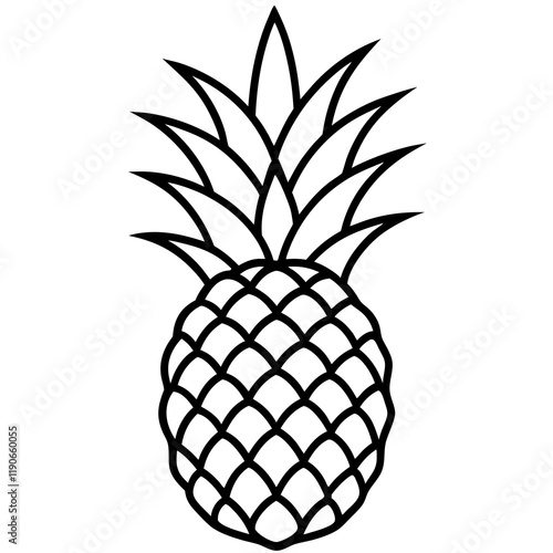 Sleek Pineapple Vector in Line Art Style