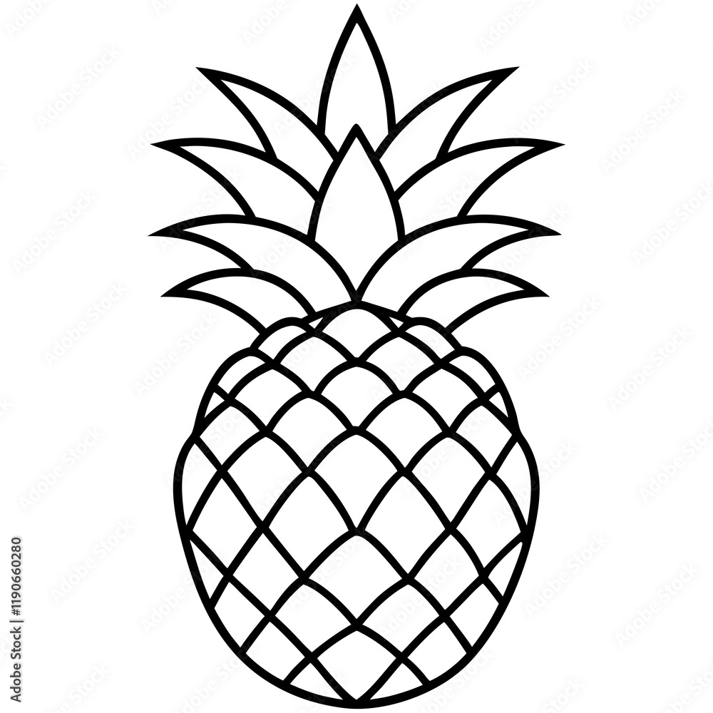 Fototapeta premium Sleek Pineapple Vector in Line Art Style