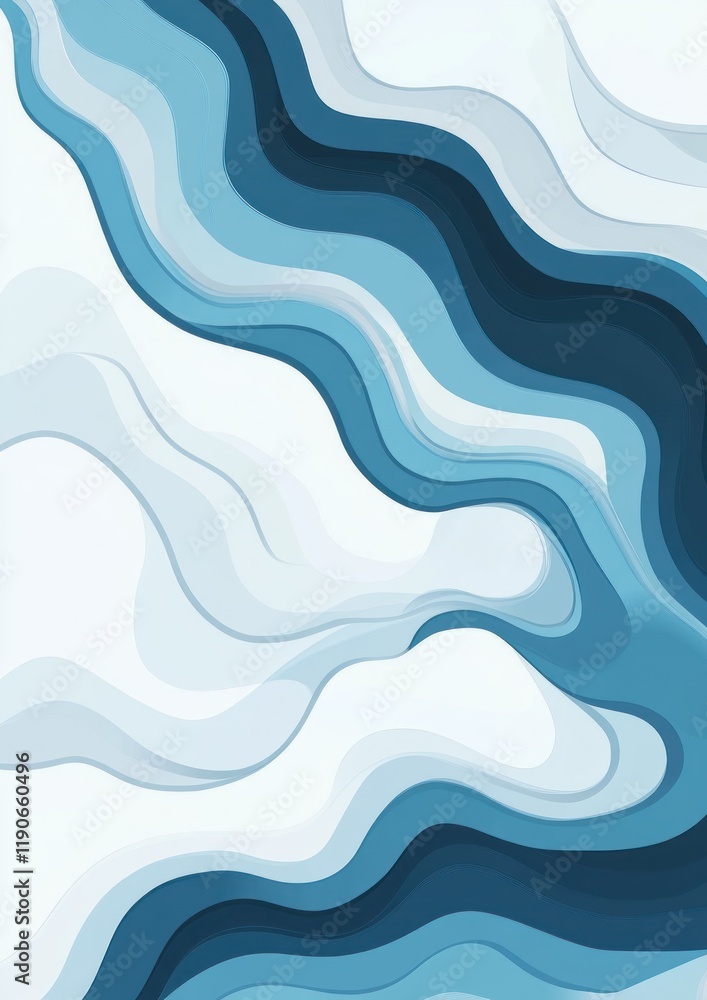 Abstract blue waves flowing design, white background, digital art, website banner Abstract blue waves flowing design, white background, digital art, website banner