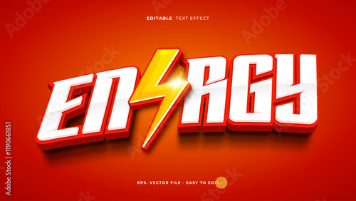 Energy text effect, editable 3D strong red text style