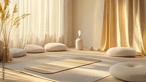 A serene wellness area featuring a yoga mat