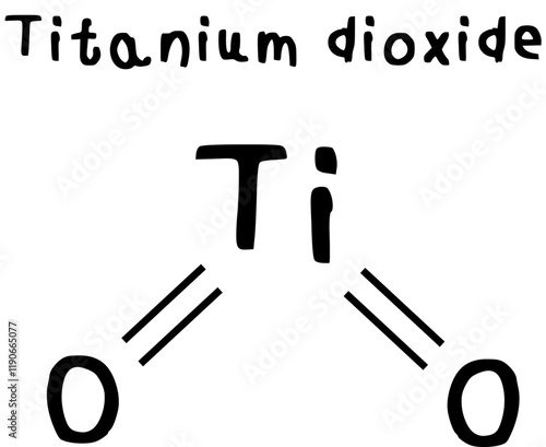 Titanium dioxide,chemical structure of Titanium dioxide illustration on transparency background