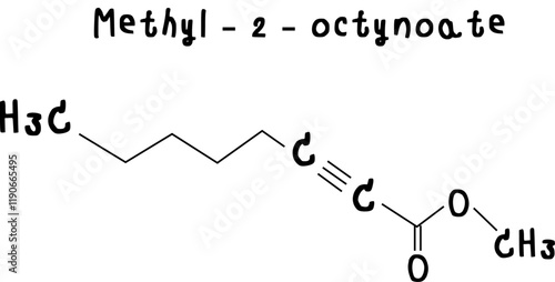 Methyl - 2 - octynoate,chemical structure of Methyl - 2 - octynoate illustration on transparency background