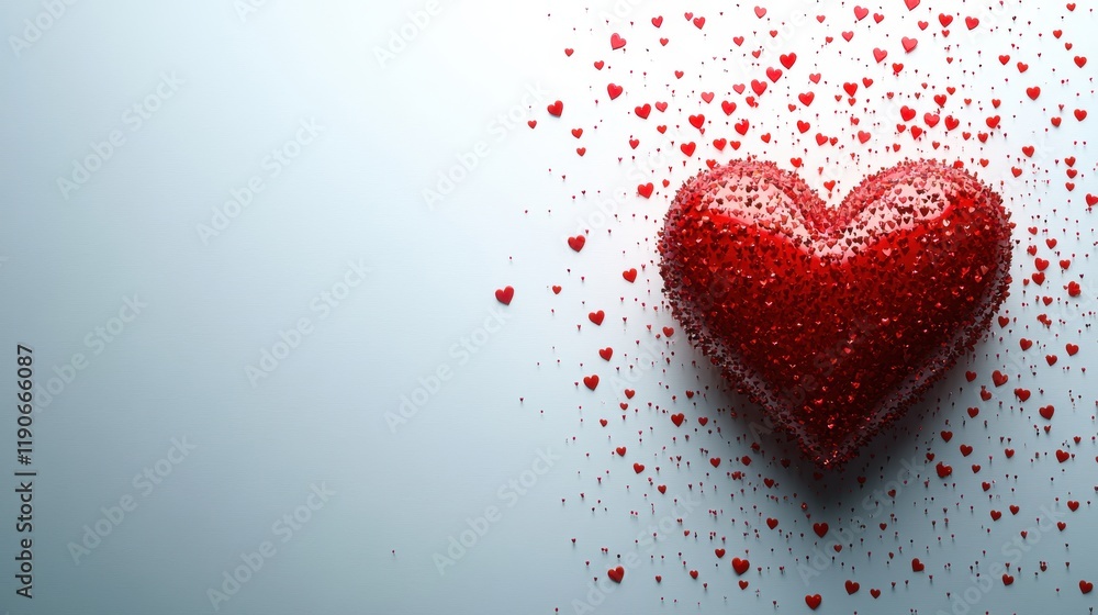 Valentines day background. Red heart, romantic gift on love white background. Valentine heart decoration for flat lay banner with copy space Valentines day background. Red heart, romantic gift on love white background. Valentine heart decoration for flat lay banner with copy space