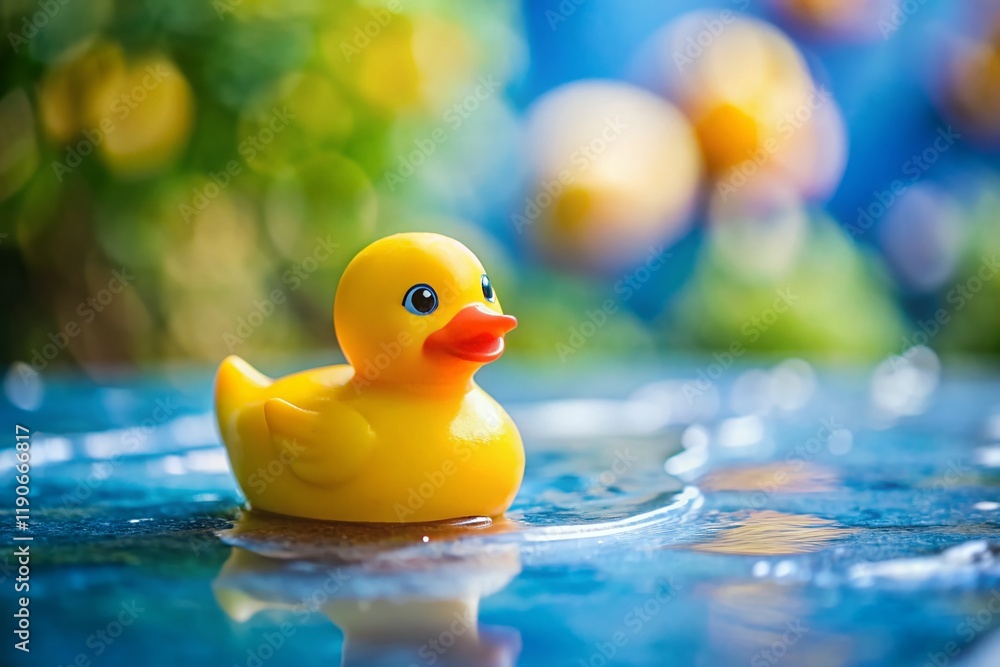 Miniature Yellow Rubber Duck with White Swirls - Tilt-Shift Photography Miniature Yellow Rubber Duck with White Swirls - Tilt-Shift Photography