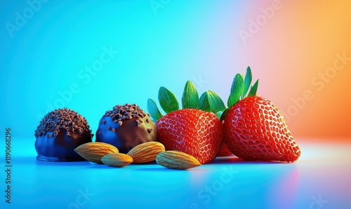 High-calorie gourmet snacks truffles and colorful food art delight photo