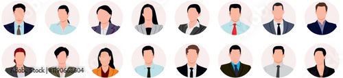 People portraits vector illustration. profile picture
User avatars in circles. Collection of male and female human profile face icons. Faceless,  Unknown or anonymous person. 