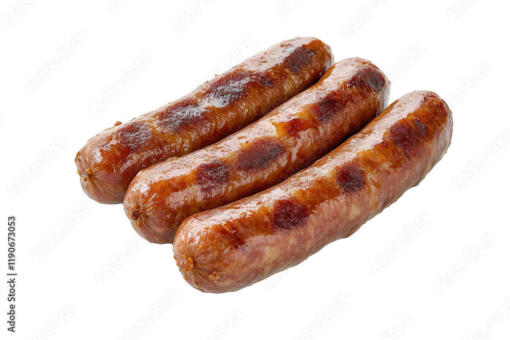 Grilled sausages, food photography, white background, studio shot (1) Grilled sausages, food photography, white background, studio shot (1)