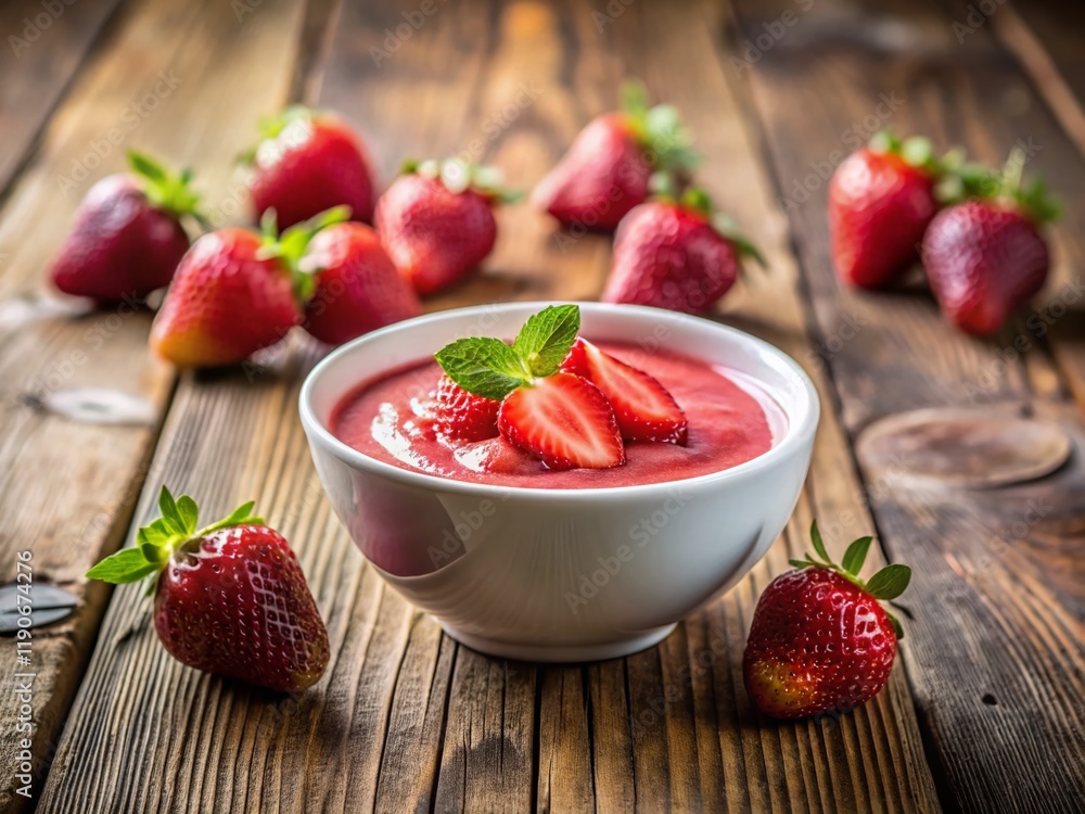 Creamy Strawberry Pudding in a Bowl - Delicious Homemade Dessert Creamy Strawberry Pudding in a Bowl - Delicious Homemade Dessert