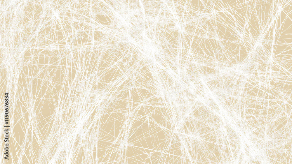 Fototapeta premium A textured pattern featuring white lines scattered across a soft light yellow background. The design showcases delicate linework and creates a balanced, abstract composition.