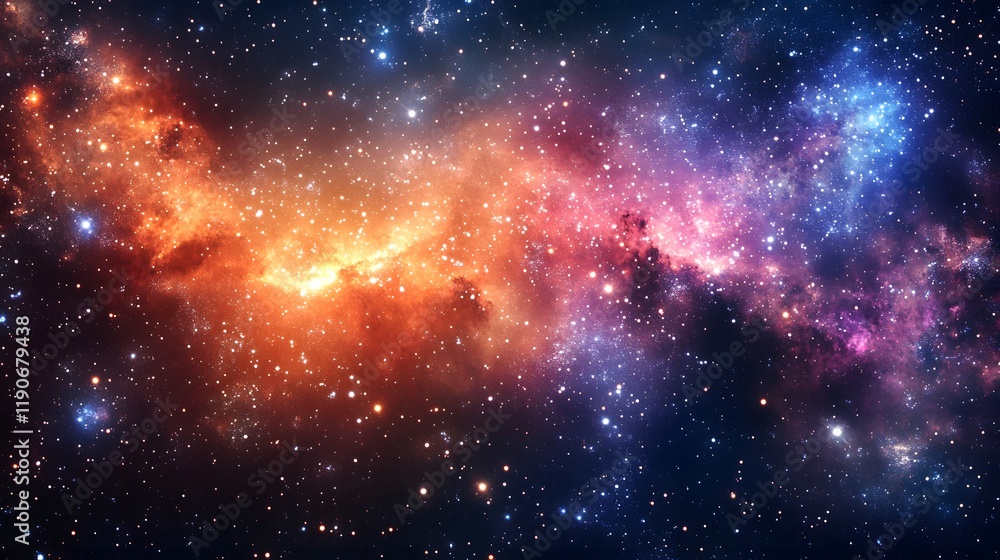 Naklejka premium Cosmic Nebula A Stellar Tapestry Of Color And Light