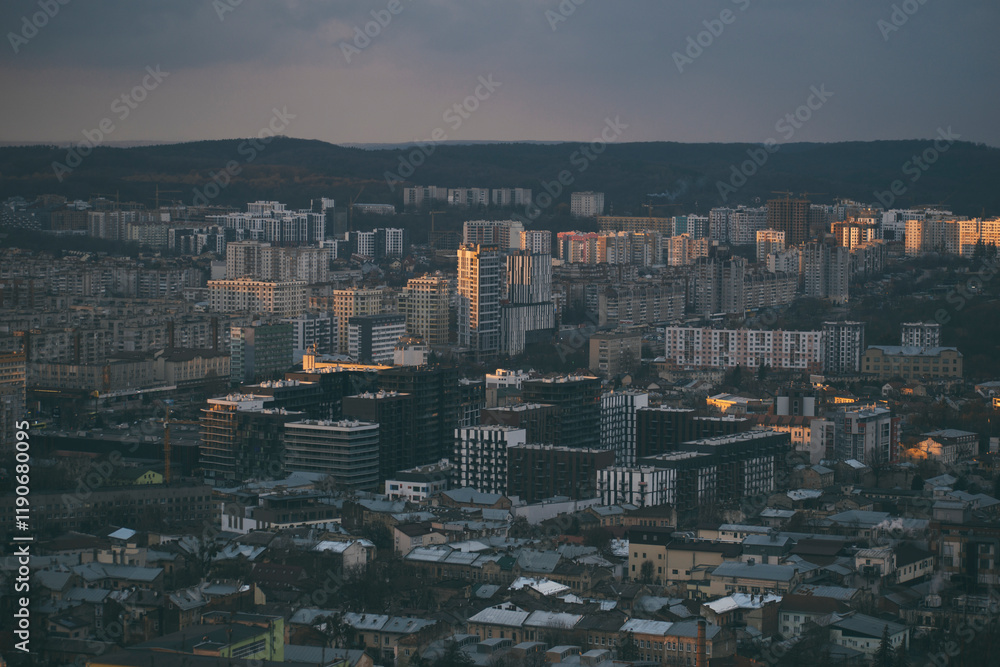 Fototapeta premium panorama of the city, view from the mountain 
