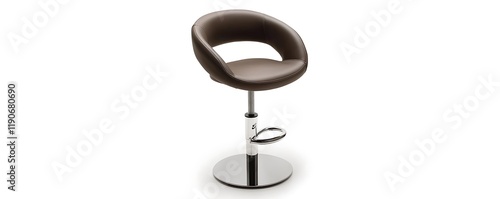 Modern swivel stool with a faux leather seat and adjustable height, isolated on white photo