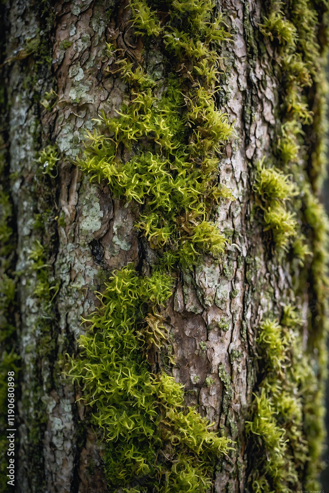 textured tree trunk with moss and lichen, natural patterns textured tree trunk with moss and lichen, natural patterns