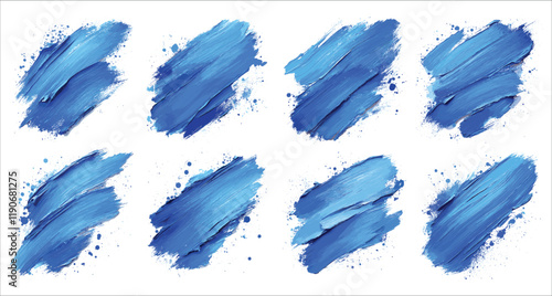 Set of blue brush strokes and paint splashes vector. Set of blue brush stroke watercolor elements, Abstract watercolor blue brush stroke elements, colorful vector watercolor brush strokes