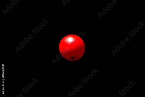 Bright Red Sphere Floating in a Black Void with Soft Reflections Creating a Minimalist and Abstract Visual for Artistic or Design Purposes photo