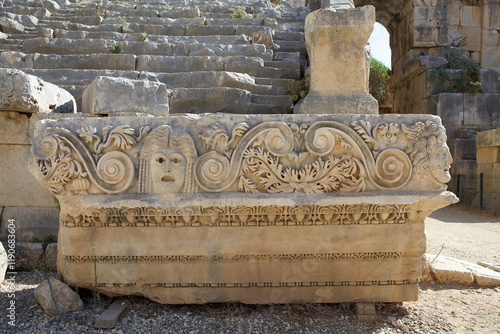 Stone faces in Myra, an ancient town in Lycia where nowday there is the town of Demre, Turkey photo