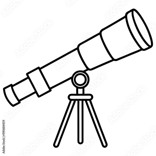 Vintage Telescope Line Art Style