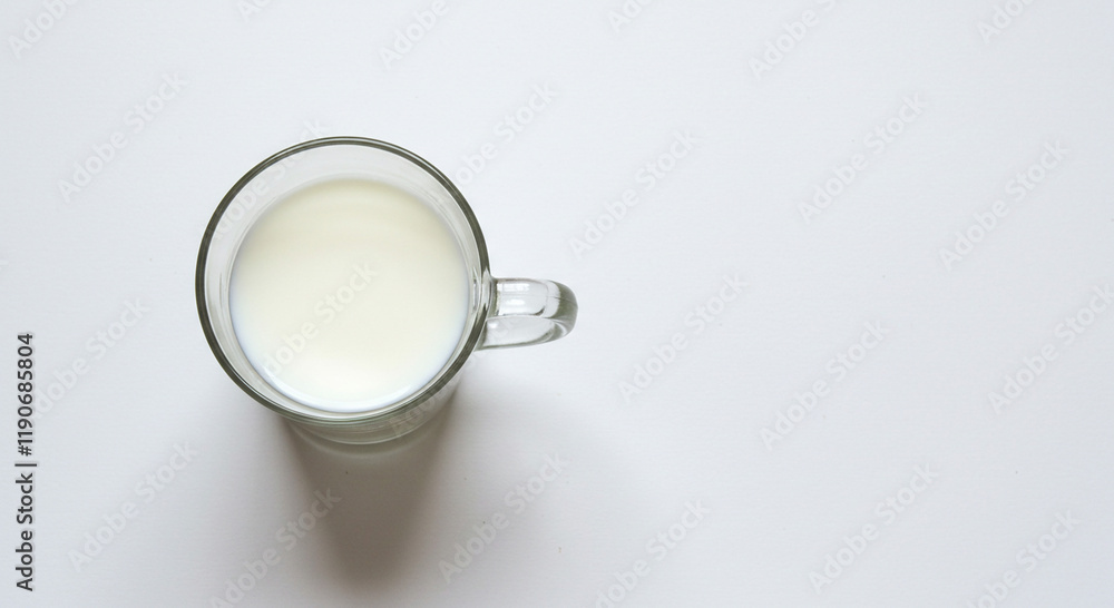 Glass Mug of Milk Dairy Drink Breakfast White Background Glass Mug of Milk Dairy Drink Breakfast White Background