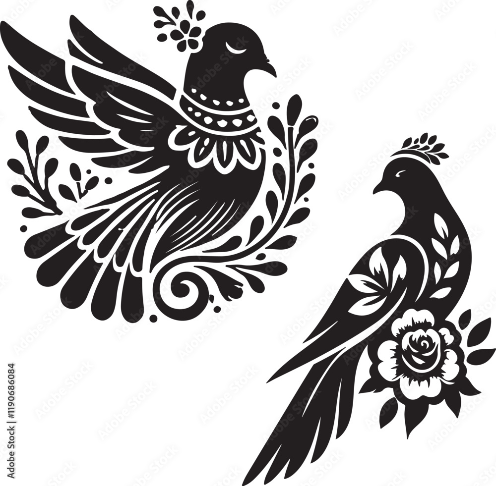 Obraz premium Paloma silhouette vector icon art