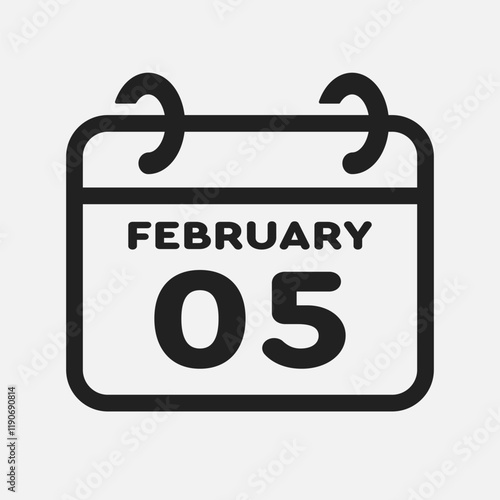 Icon page calendar day - 5 February