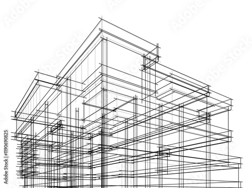 architectural drawing 3d vector illustration