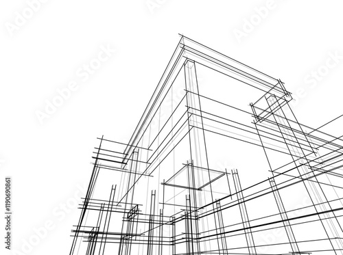 architectural drawing 3d vector illustration
