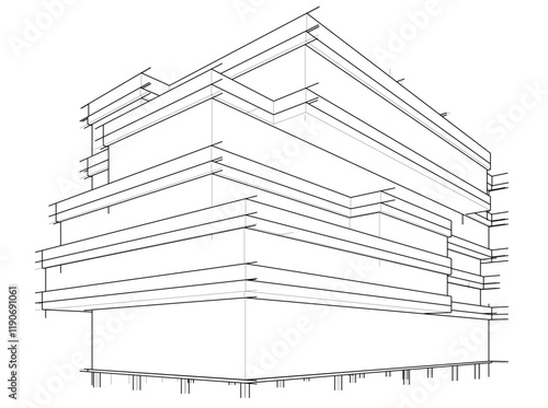 architectural drawing 3d vector illustration