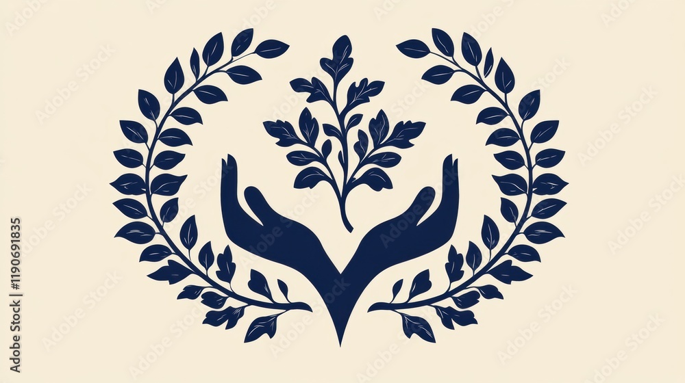 Fototapeta premium Hands Embracing Growth with Leaves in a Creative Design