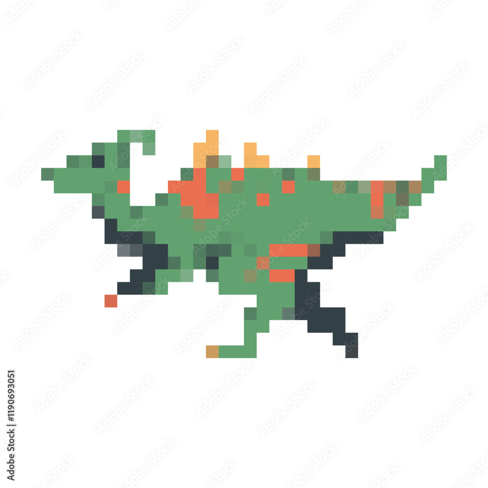 Pixelated parasaurolophus vector cartoon dinosaur illustration isolated on background. Pixelated parasaurolophus vector cartoon dinosaur illustration isolated on background.