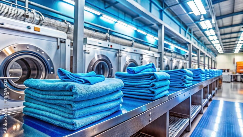 custom made wallpaper toronto digitalModern Laundry Facility: Clean Blue Towels on Conveyor Belt